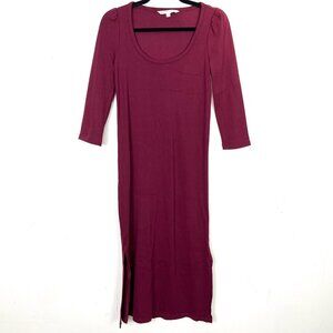 The‎ Nines By Hatch Maternity Dress Midi Rib Knit Burgundy Red XS